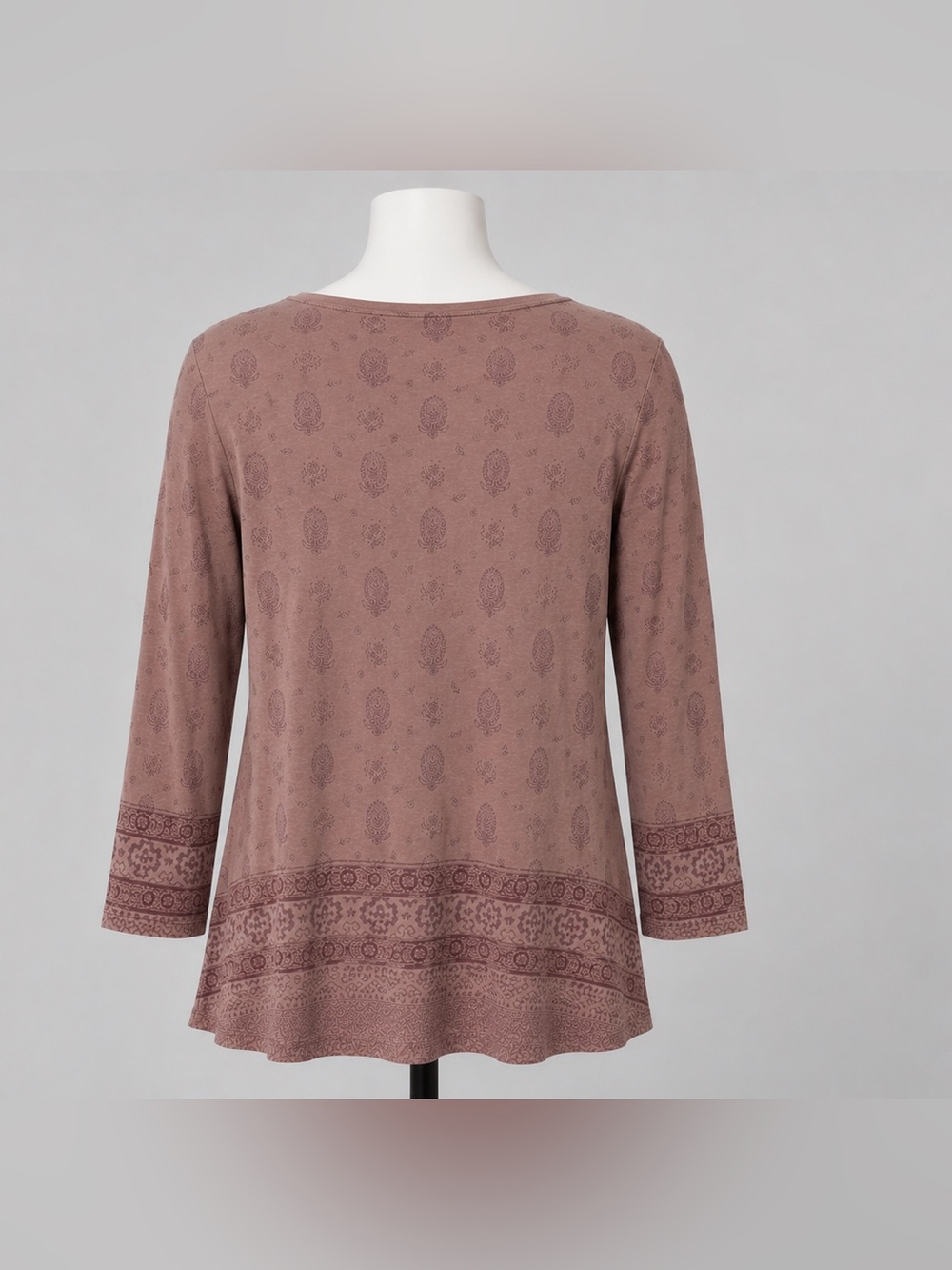 B.L.E.U. Mauve Paisley Scoop Neck Long Sleeve Top with Border Print - Picture 4 of 6